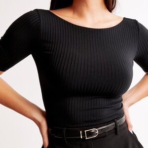 Abercrombie & Fitch half-sleeve wide rib boatneck top